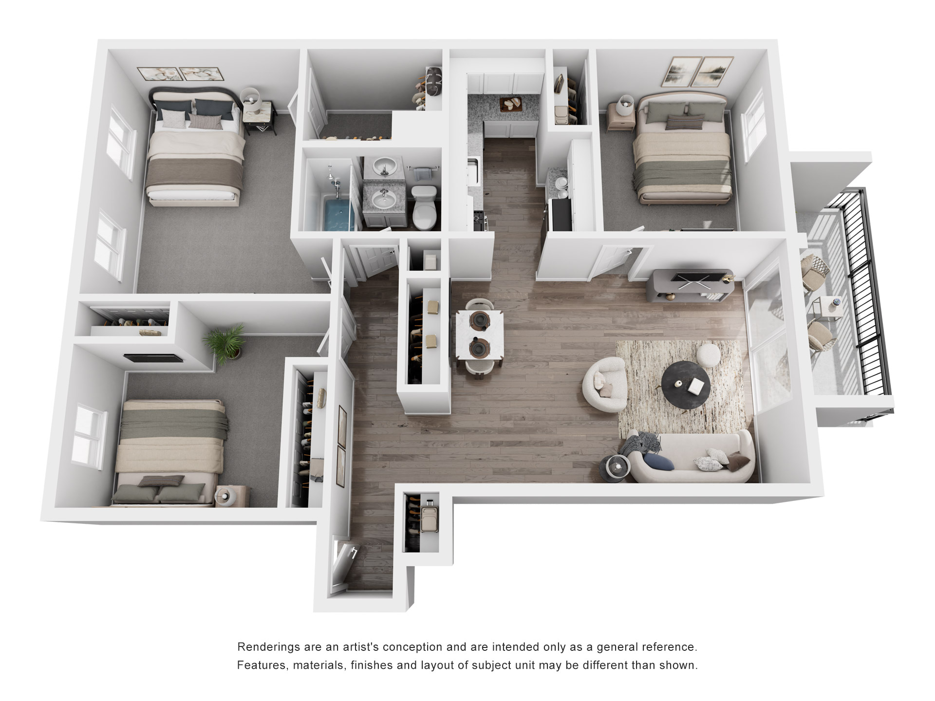 Floor plan for 3 beds, 1 bath, 1103 sqft